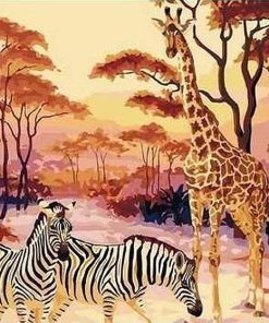 Giraffe and Zebra Wildlife Paint By Numbers
