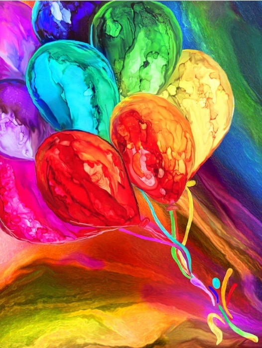 Finalizing Colorful Balloons Rainbow Paint By Numbers artwork