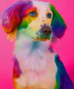 Colorful Rainbow Dog Paint By Numbers
