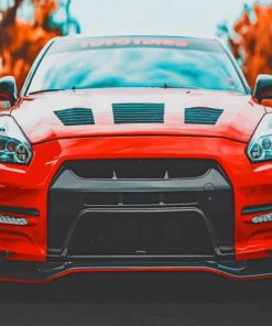 Red Nissan GTR Sports Car Paint By Numbers