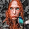 Ginger Redhead with Bird Art Paint By Numbers