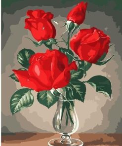 Red Roses in Cup Paint By Numbers