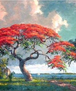 Red Tree Nature Landscape Paint By Numbers