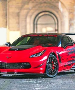 Red and Black Corvette Paint By Numbers