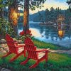 Red Chair Lakeside View Paint By Numbers