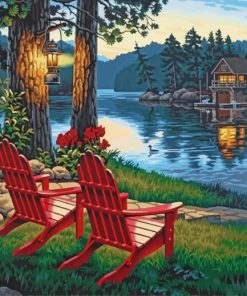 Red Chair Lakeside View Paint By Numbers