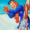 Retro Skiing Women Paint By Numbers