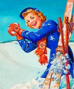 Retro Skiing Women Paint By Numbers