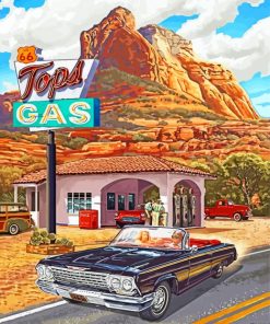 Vintage Cars of Route 66 Paint By Numbers