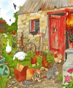 Farm Roosters Paint By Numbers