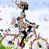 Roses Girl Riding Bike Paint By Numbers