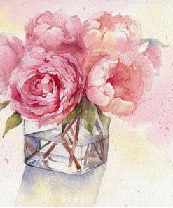 Pink Roses in Cup Paint By Numbers