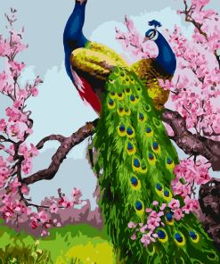 Blue Golden Peacock Paint By Numbers