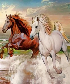 White Horses Galloping Paint By Numbers