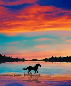 Galloping Horse Silhouette Paint By Numbers