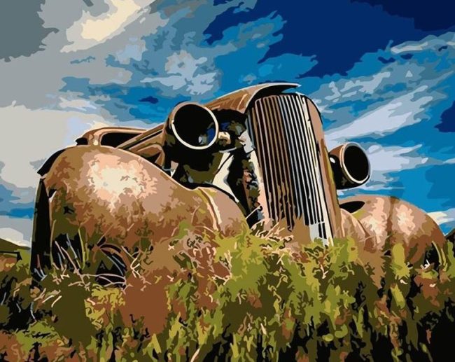 Rusted Engines Classic Cars Paint By Numbers