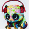 Colorful Panda Headphones Paint By Numbers