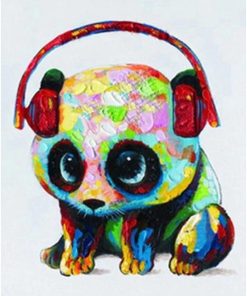 Colorful Panda Headphones Paint By Numbers