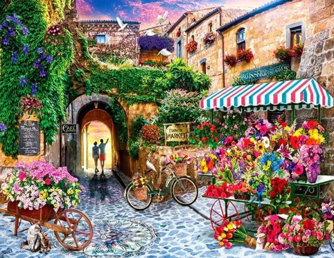 Toscana Bicycles and Flowers Paint By Numbers