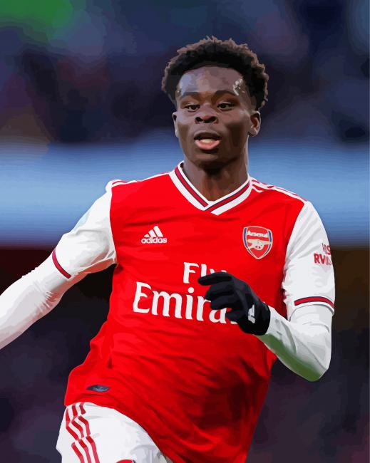 Finalizing the English Footballer Saka Paint By Numbers artwork