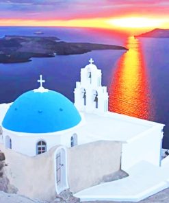 Santorini Sunrise Greece Paint By Numbers