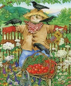 Farm Scarecrow and Crows Paint By Numbers