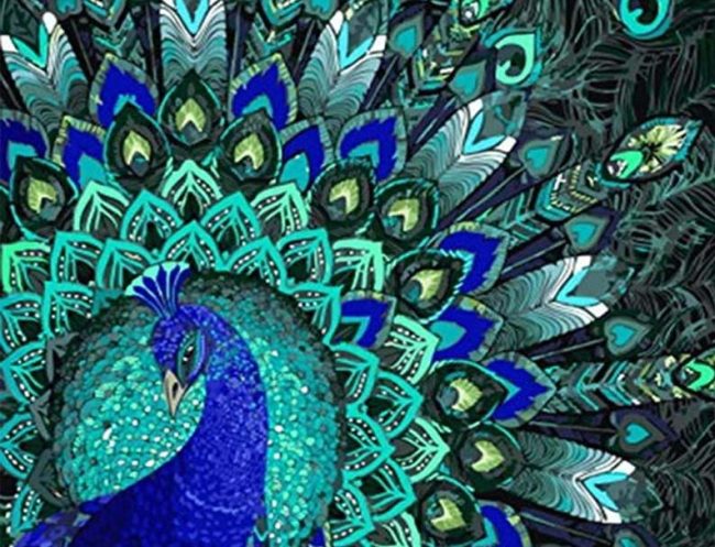 Blue Golden Peacock Paint By Numbers