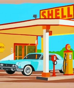 Shell Station Blue Car Paint By Numbers