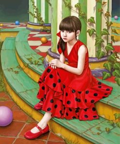 Shiori Maysumoto Red Dress Art Paint By Numbers