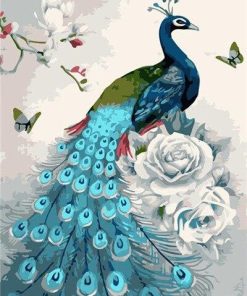 Sky Blue Peacock Painting Kit Paint By Numbers