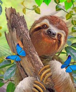 Sloth and Butterfly Animal Paint By Numbers