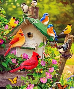 Spring Birds Cardinal Paint By Numbers