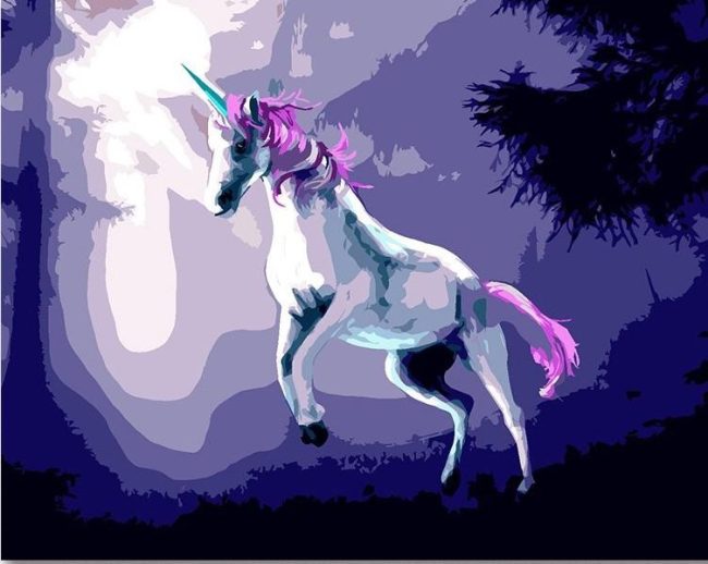 Purple Unicorn Horse Paint By Numbers