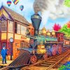 Steam Train Station Paint By Numbers