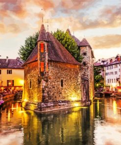 Sunset Over Annecy Cityscape Paint By Numbers