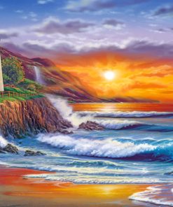 Coastal Lighthouse Seascape Paint By Numbers
