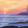 Seaside Lighthouse Sunset Paint By Numbers