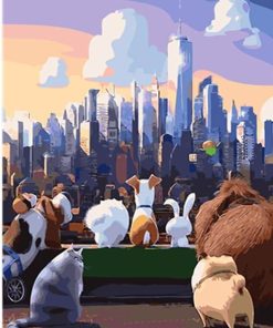 Pets in NYC Cityscape Paint By Numbers