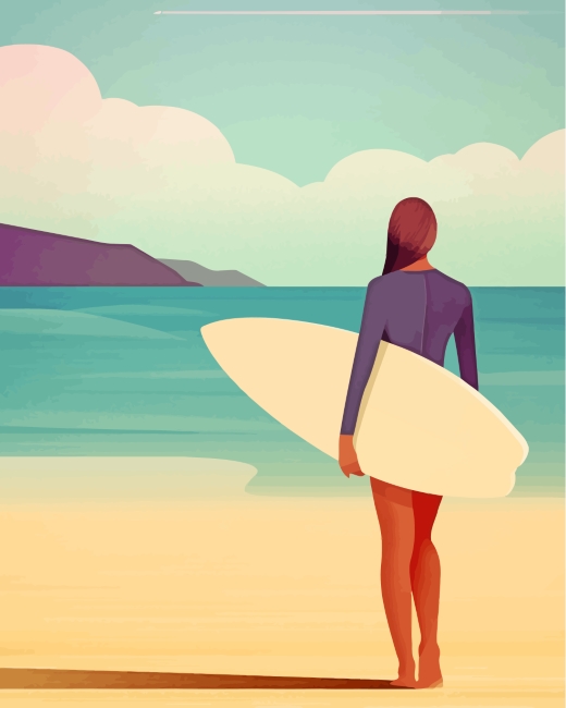 Finalize the artwork with Surfer Lady Sports Paint By Numbers kit