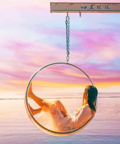 Beach Swinging Girl Paint By Numbers
