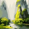 Mountain Valley Landscape Paint By Numbers
