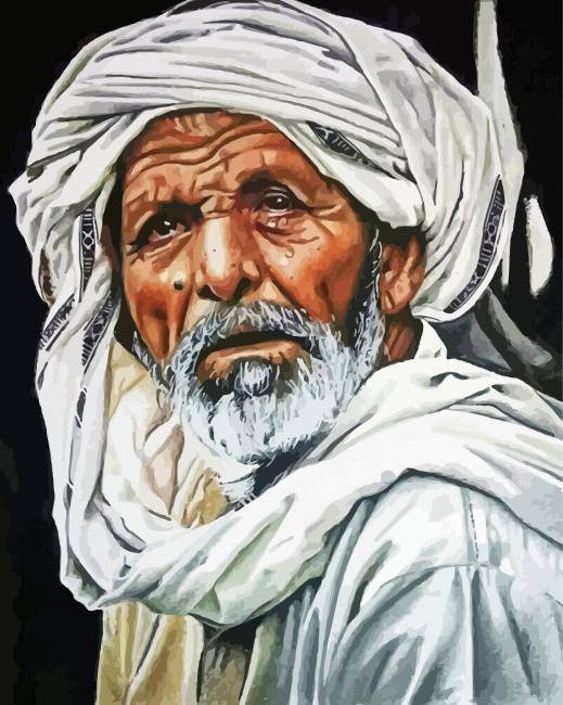 Finalizing Arabian Man Nostalgia Paint By Numbers artwork