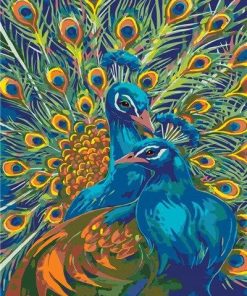 Blue Peacock Couple Art Paint By Numbers
