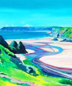 Three Cliffs Bay Seascape Paint By Numbers