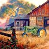 Tractor in Rural Landscape Paint By Numbers
