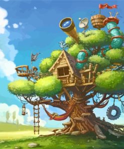 Fantasy Tree House Paint By Numbers
