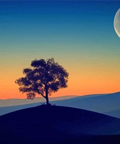 Moonlit Tree Silhouettes Paint By Numbers