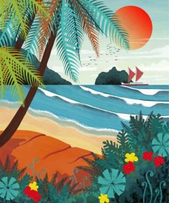 Tropical Island Seascape Paint By Numbers
