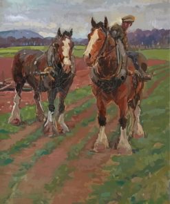 Brown Clydesdales Farm Scene Paint By Numbers