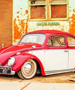 Vintage Red VW Bug Paint By Numbers